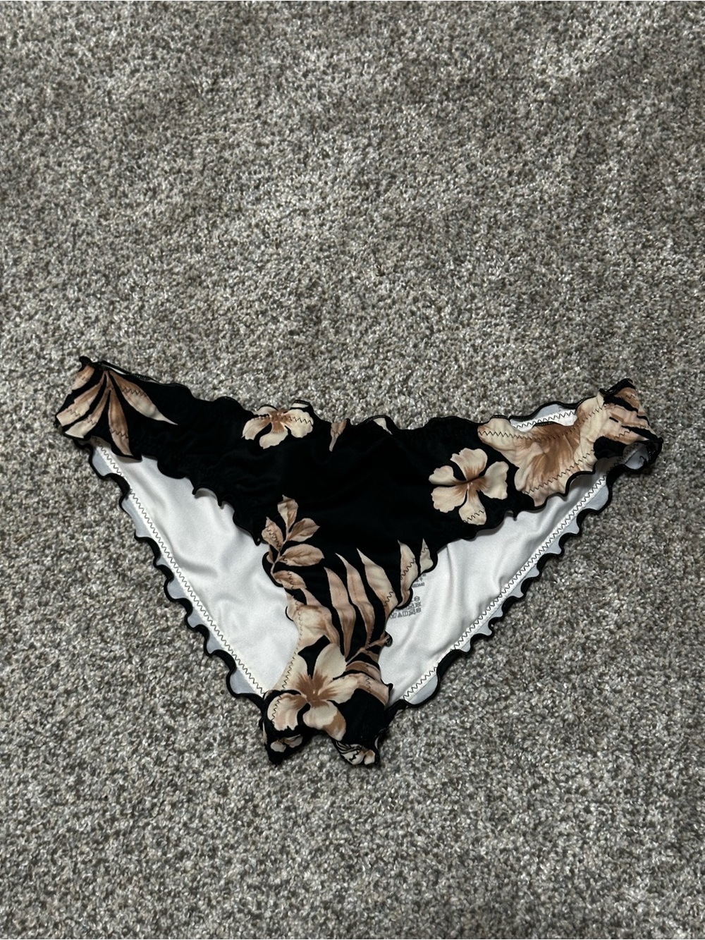 PINK Black Floral Ruffle Bikini Brief